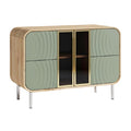 **Moderne design kast met golvende deurpanelen en glazen schuifdeuren**