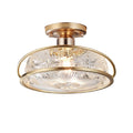 Technische titel in het Nederlands: **Gouden Plafondlamp met Glasscherm en Vintage Ontwerp**