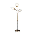 **Moderne Vloerlamp met Drie Armatures en Elegante Glazen Kappen**